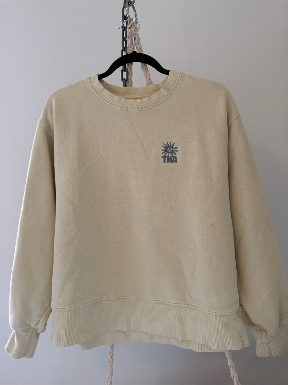 TNA Cream Crewneck Sweatshirt with Small Chest Logo